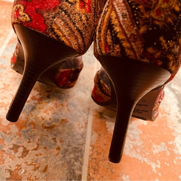 👠Incredible Vintage Stiletto Velvet Paisley & Rhinestone D’Orsay Style Heels! - Picture 14 of 16